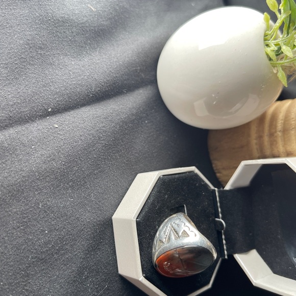 Vintage Petrified Wood Sterling Silver Ring - Picture 4 of 9